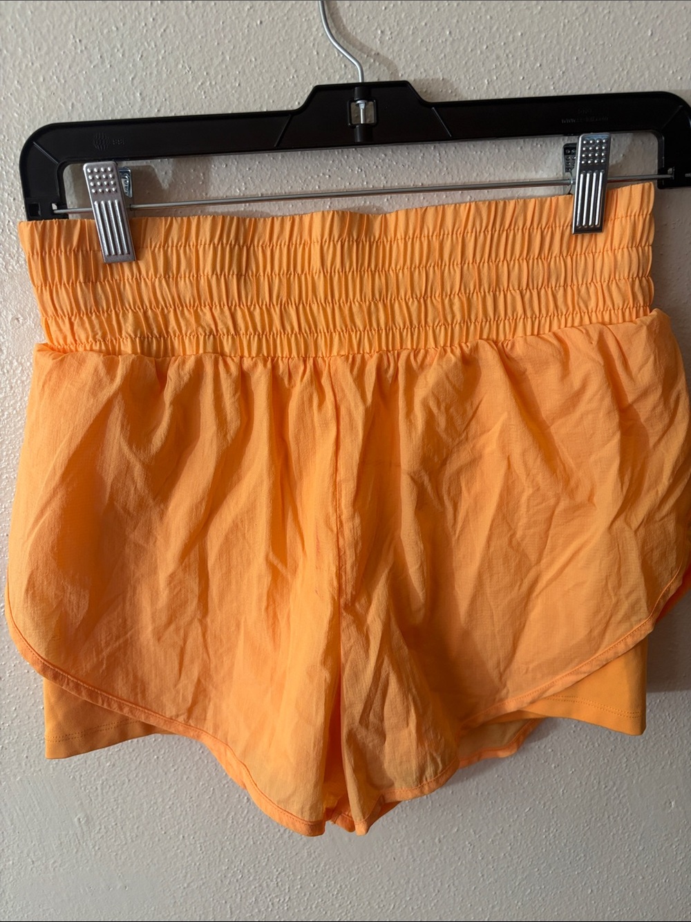 all in motion Orange Smocked-Waist Athletic Shorts